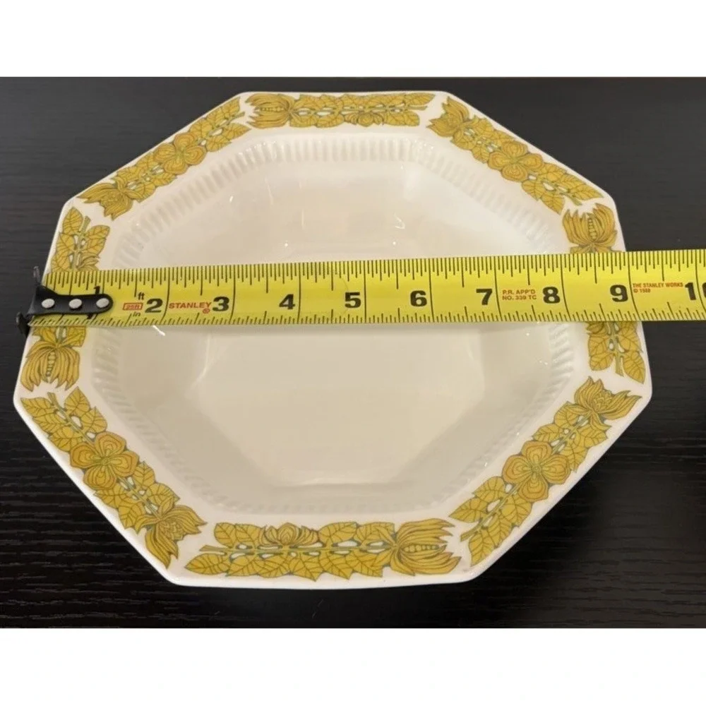 Vintage Yellow Bouquet Serving Bowl Ironstone Made In Japan Octagon 9